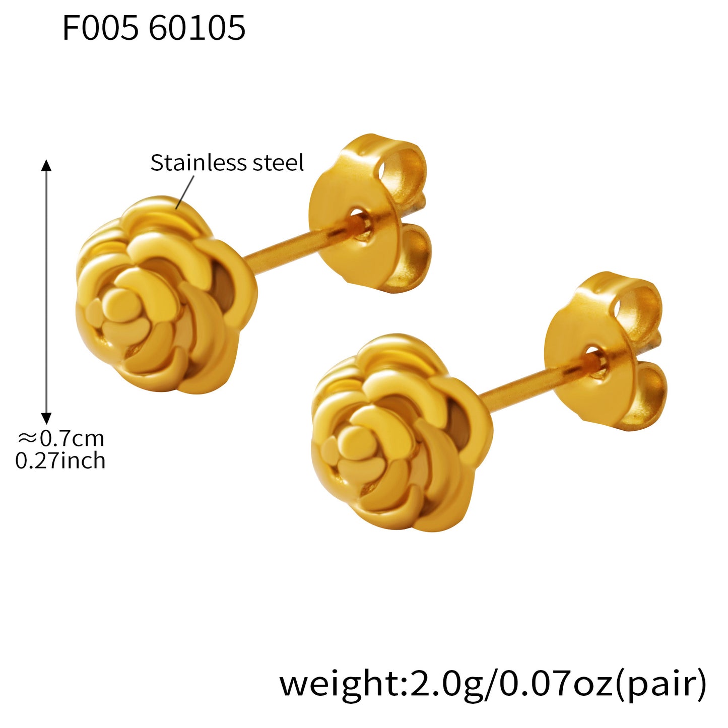 French Style Niche Flower Light Luxury Stainless Steel Gold-plated Fashion Earrings