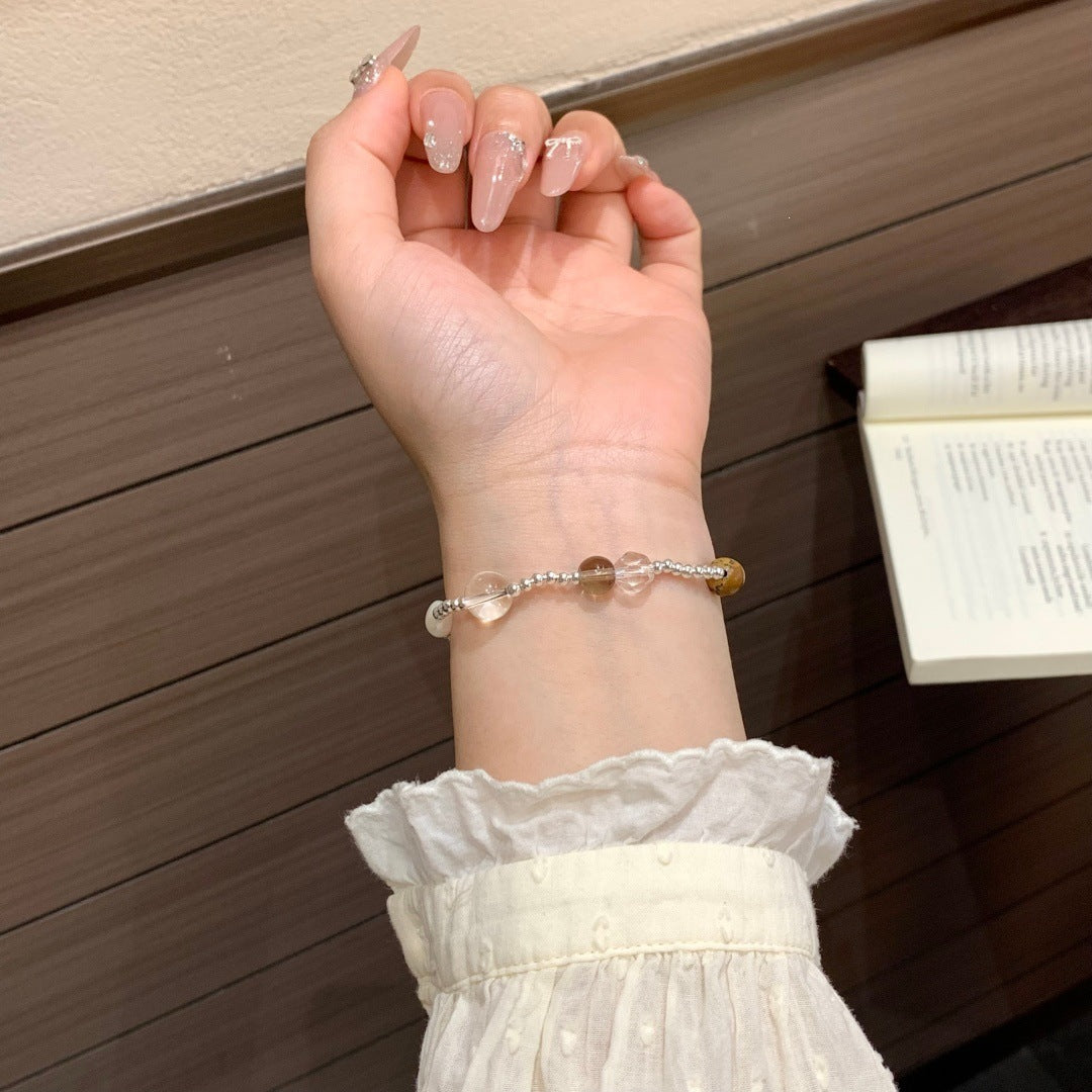 Stretch Natural Stone Crystal Korean Freshwater Pearl Bracelet