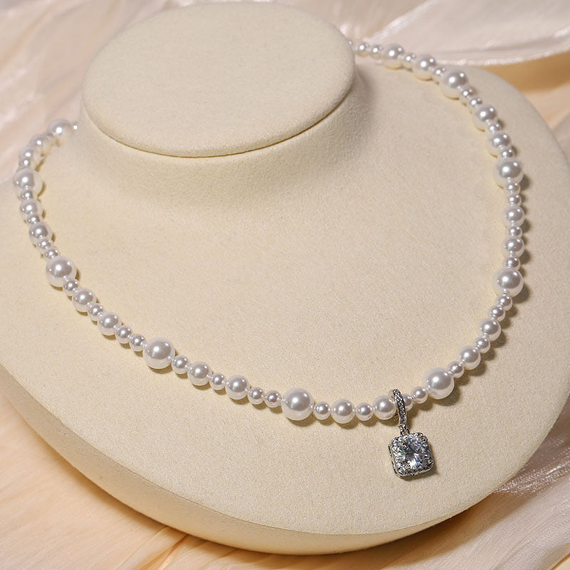Women's Square Diamond Natural Shell Pearls Pearl Necklaces
