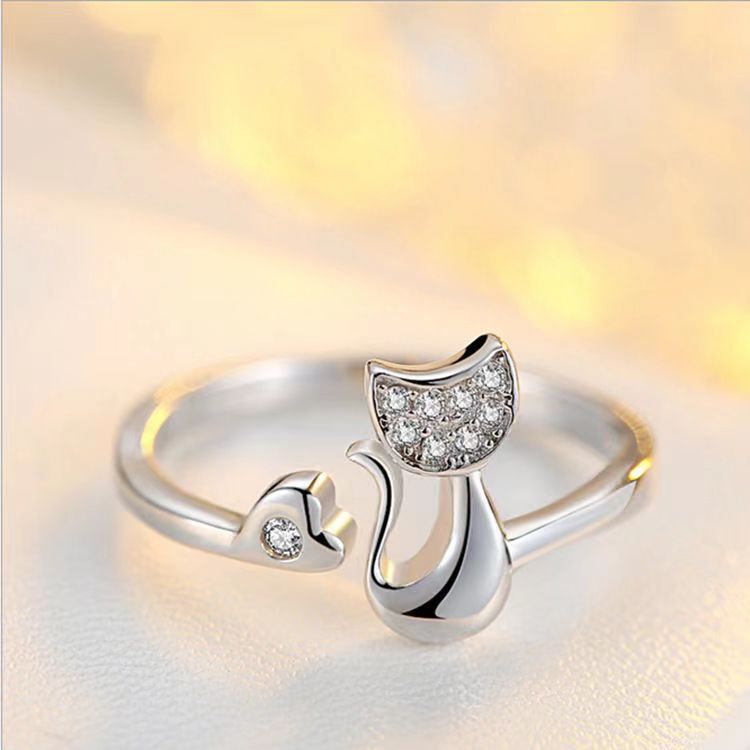 Korean Style Cute Cat Tail Open Adjustable Female Trendy Cool Rings