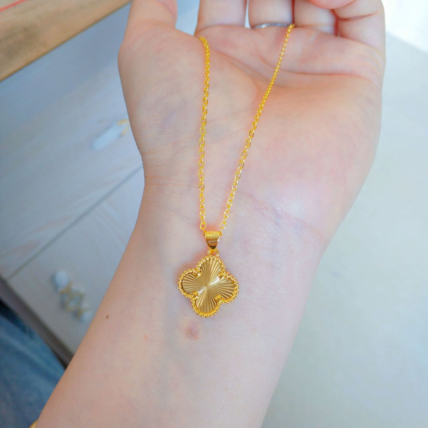 Vietnam Placer Gold Four-leaf Clover Female Simulation Brass Gold-plated Pork Bracelet