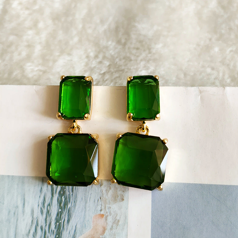 Women's Green Crystal Autumn For Niche Design High-grade Stud Earrings