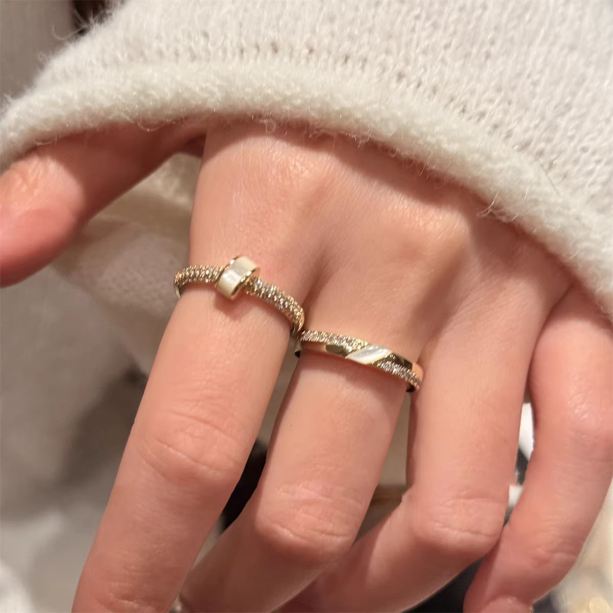 Zircon Simple Female Opening Adjustable Index Finger Light Luxury Rings