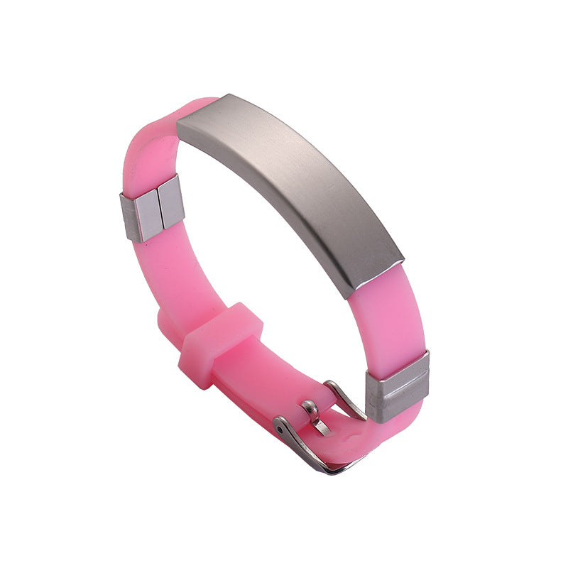 Simple Silicone Stainless Steel Glossy Can Bracelets