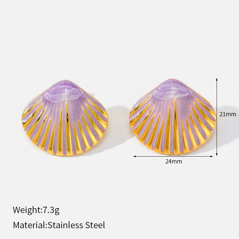 Shell Colorful Oil Penh Shape Fashion Seaside Vacation Versatile Rings
