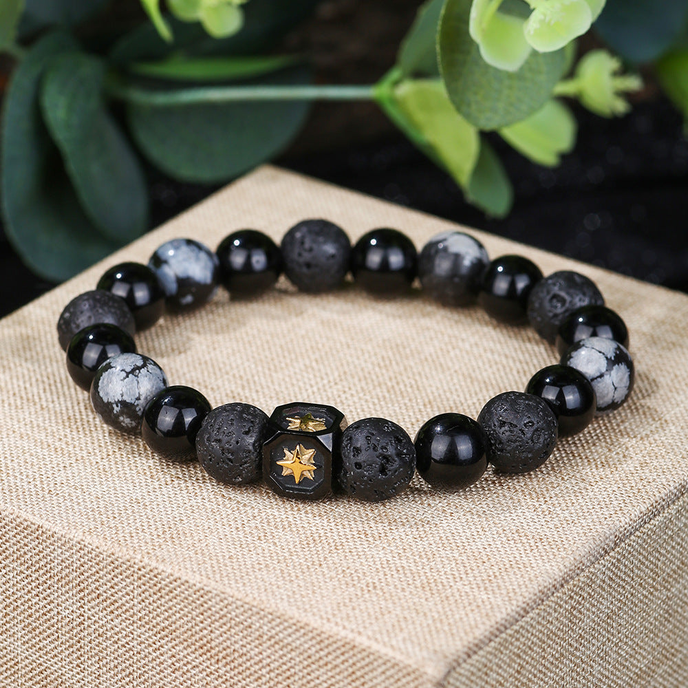 Men's Stone Stainless Steel Six-pointed Star Natural Bracelets