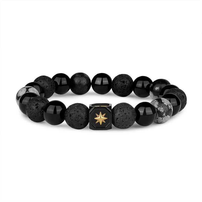 Men's Stone Stainless Steel Six-pointed Star Natural Bracelets