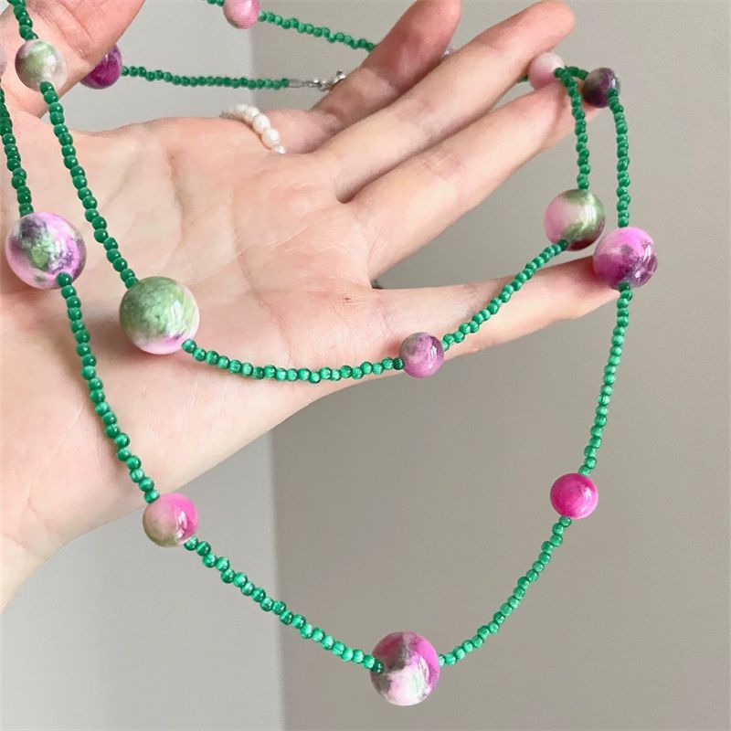 Classy Popular Vintage Green Beads String Necklace