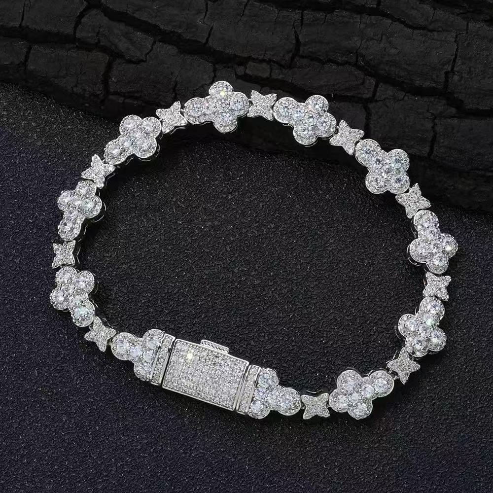 Men's Hop Full Rhinestone Zircon Cross High Bracelets