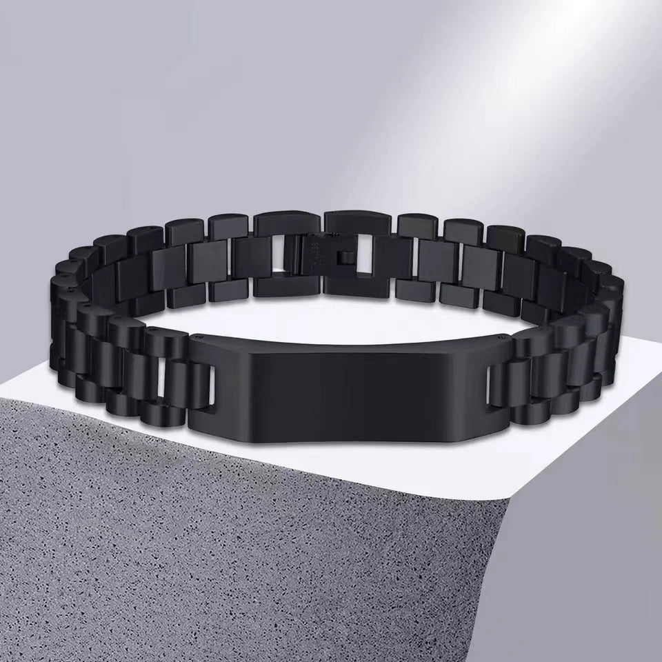 Fashion Gold-plated Stainless Steel Can Carve Writing Glossy Bracelet