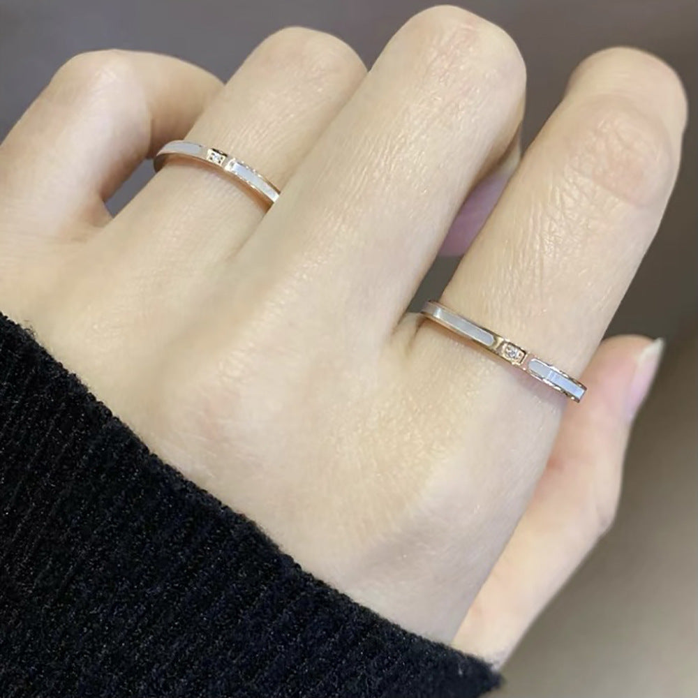 Lady White Shell Fine Circle Elegant Twin Rings