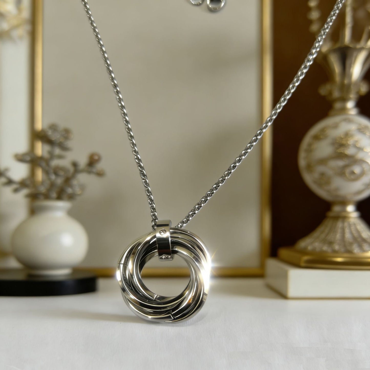 Women's & Men's Hop Titanium Steel Sweater Chain Three Niche Stainless Necklace