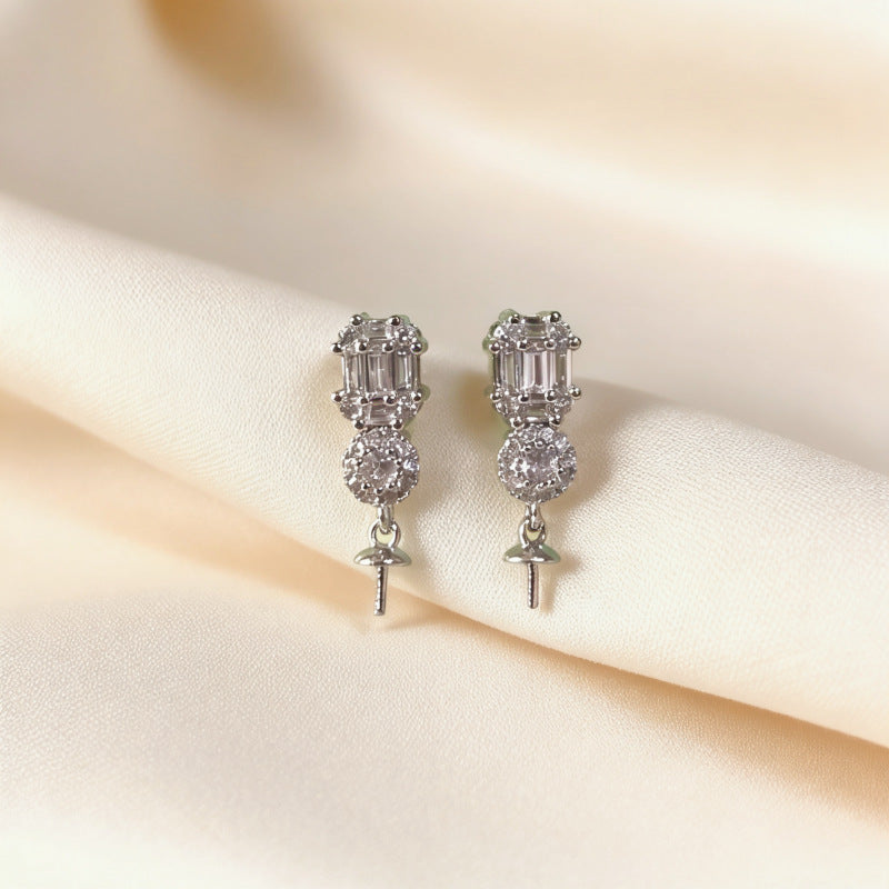 Pin Australian White Rhinestone Light Luxury Temperament High-grade Mid-length Stud Earrings