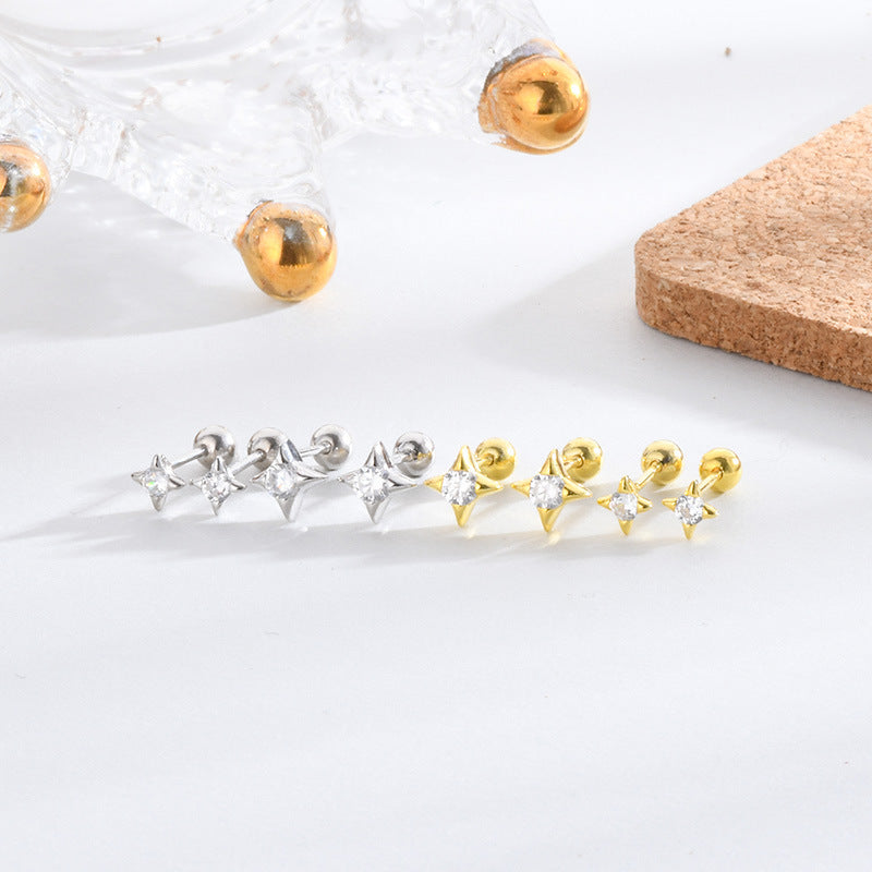 Women's Fungus Bone Nail Minimalist Star Twist Earrings