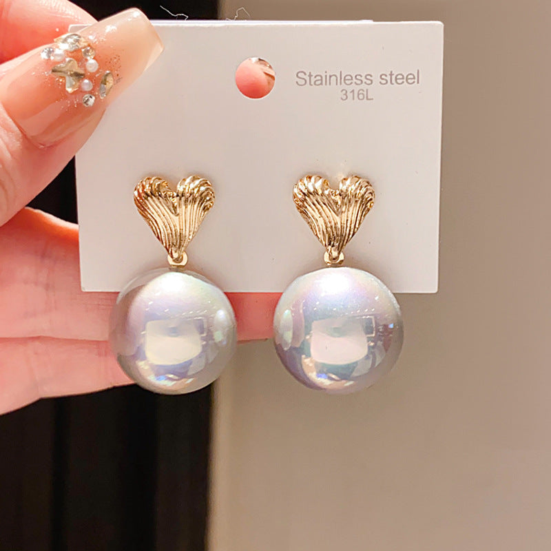 Needle Imitation Pearl Love Pattern Geometric Round Elegant Graceful French Rings