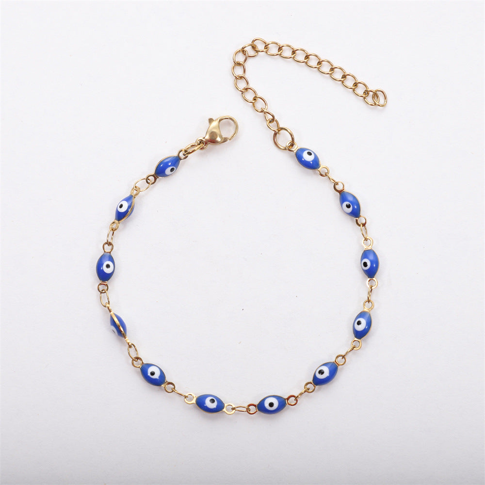 Jin Gold Turkey Devil's Eye Stainless Steel Titanium Small Bracelets