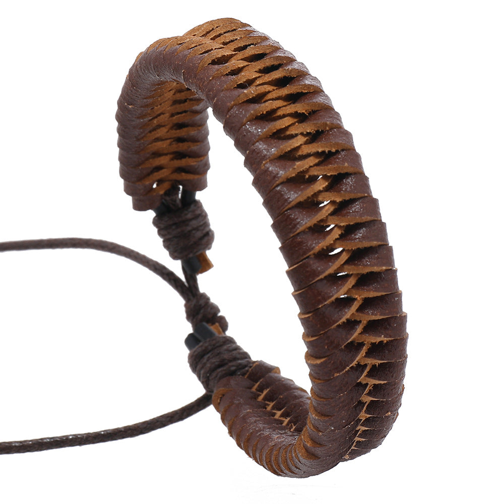 Men's Woven Hand Strap Leather Ornament Retro Bracelets