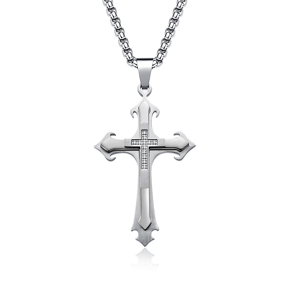 Men's Pattern Combination Inlaid Stone Cross Fashion Pendants