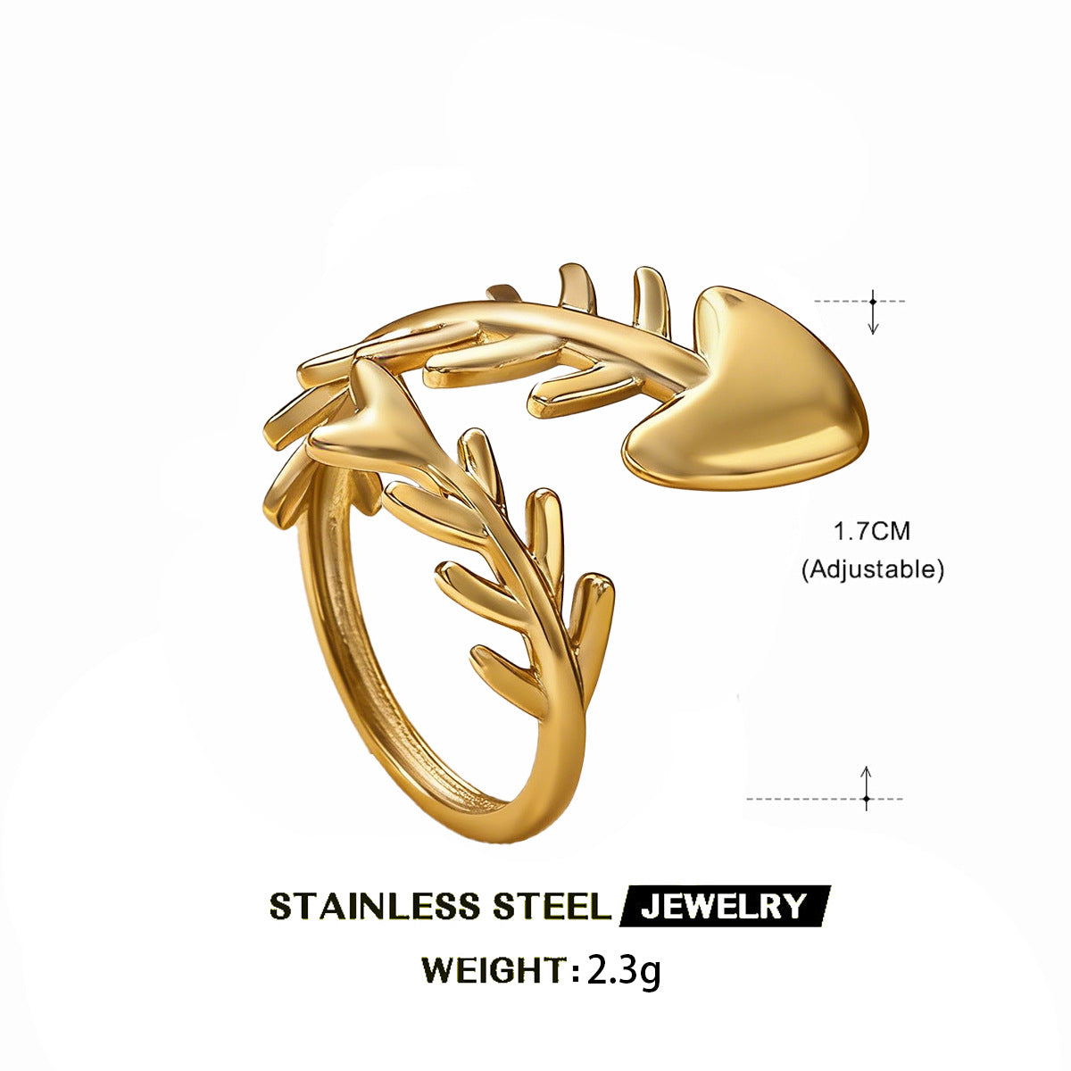 Simple Fun Fishbone Female Exaggerated Personalized Ring