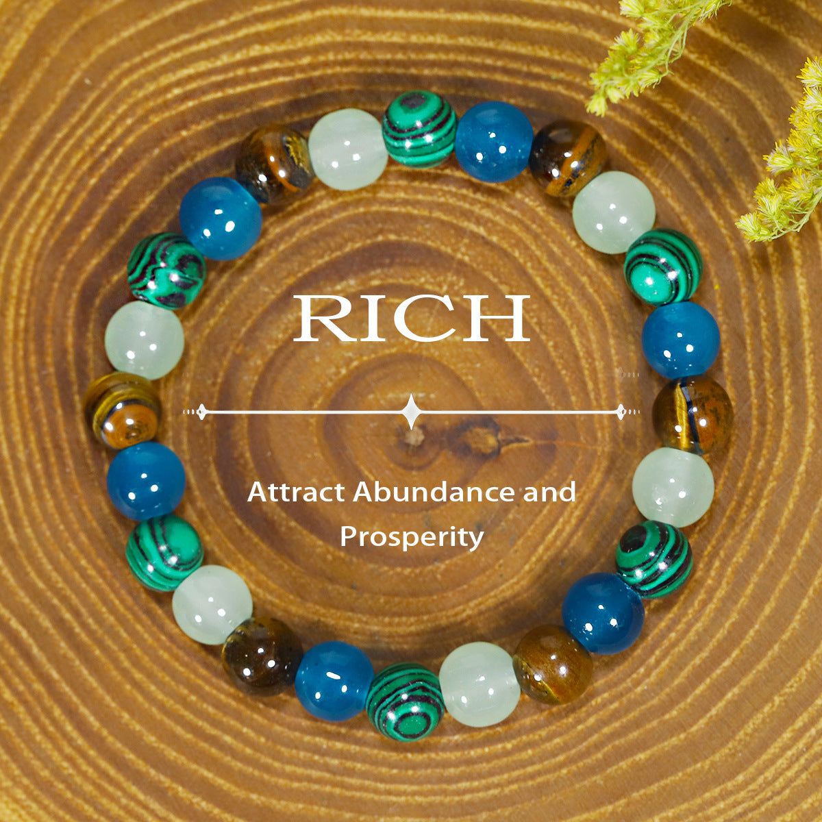 Tigereye Natural Stone Beaded Crystal Unisex Bracelet
