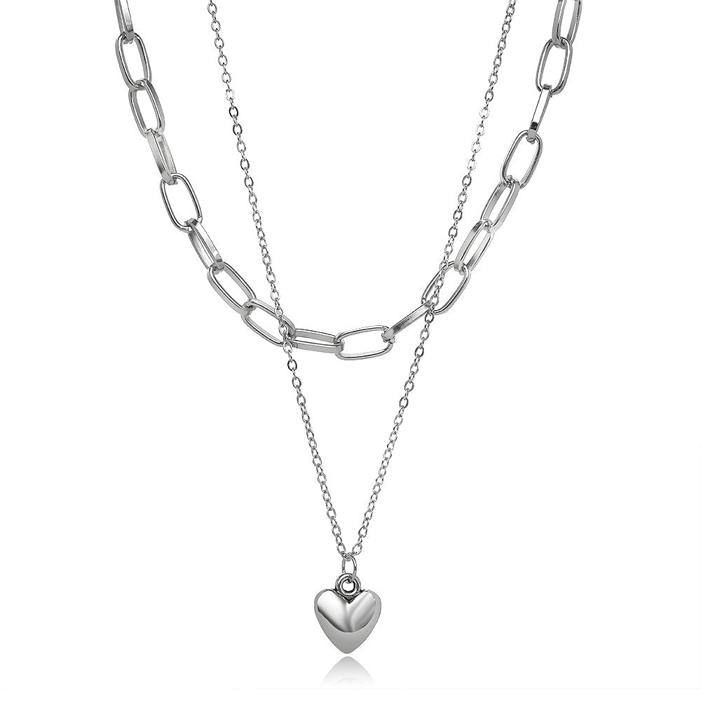 Cold Style Pullover Chain Peach Heart Necklaces