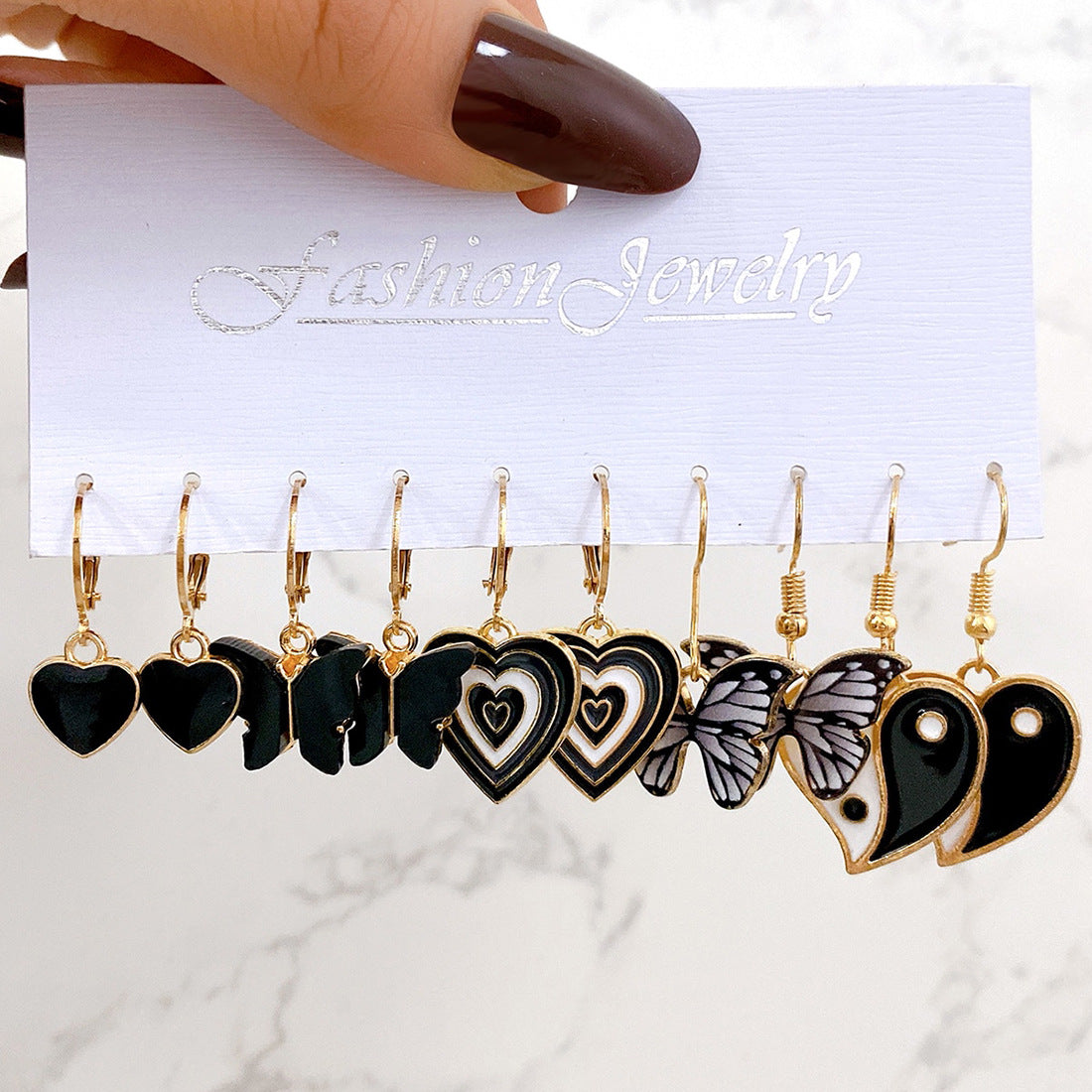 Women's Peach Heart Shaped Suit Combination Set Earrings