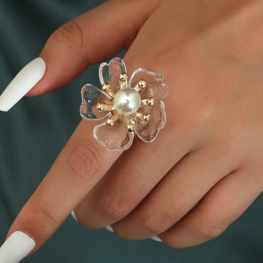 French Retro Baroque Flower Open Fashion Rings