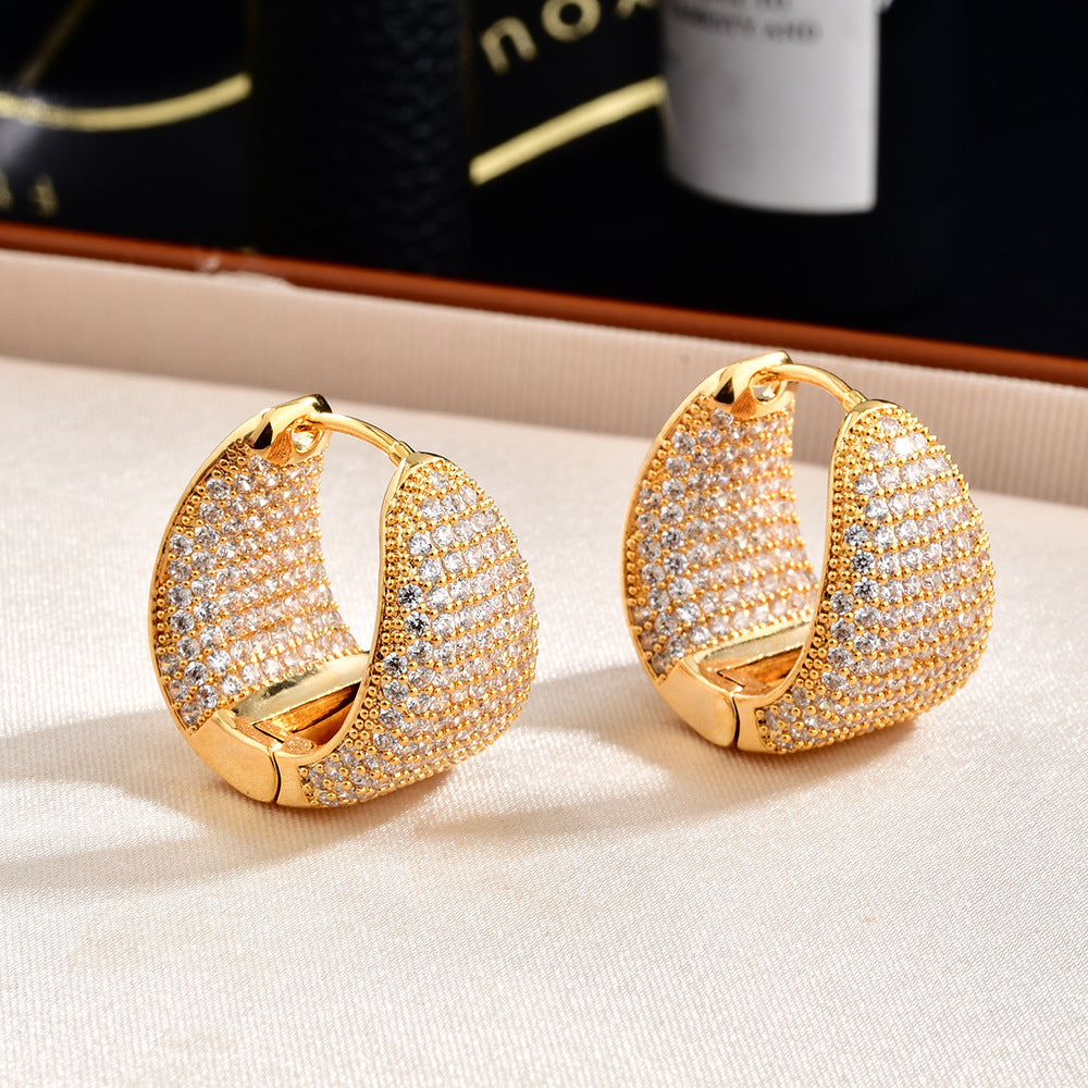 High-grade Full Diamond Water Drop Super Flash Clip Fashion Trendy Ear Buckle
