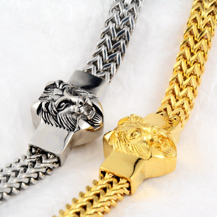 Men's Stainless Steel Titanium Lion's Head Hip Bracelets