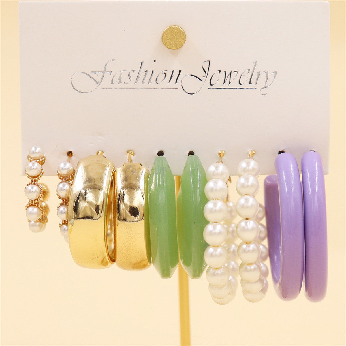 Women's Color Resin Leopard Print Pairs Retro Fashion Earrings
