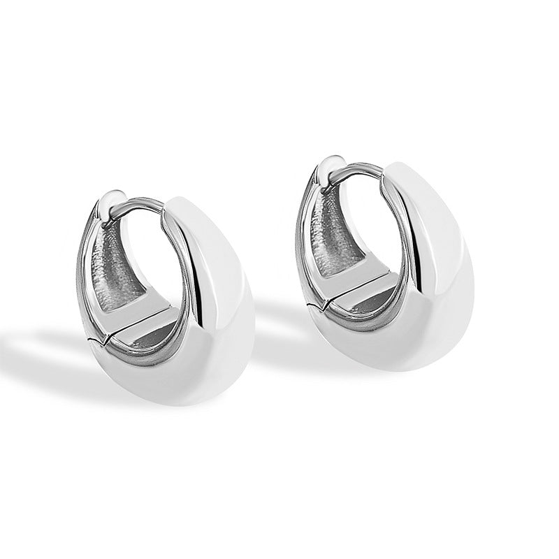 Women's Glossy Copper Plated Real Gold Everyday Joker Temperament Ear Clip Earrings