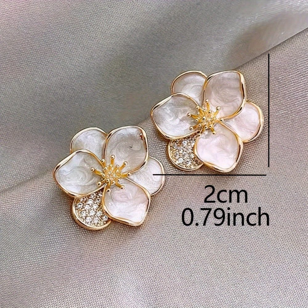 Fashion Beautiful Elegant Glaze Flowers Ear Earrings