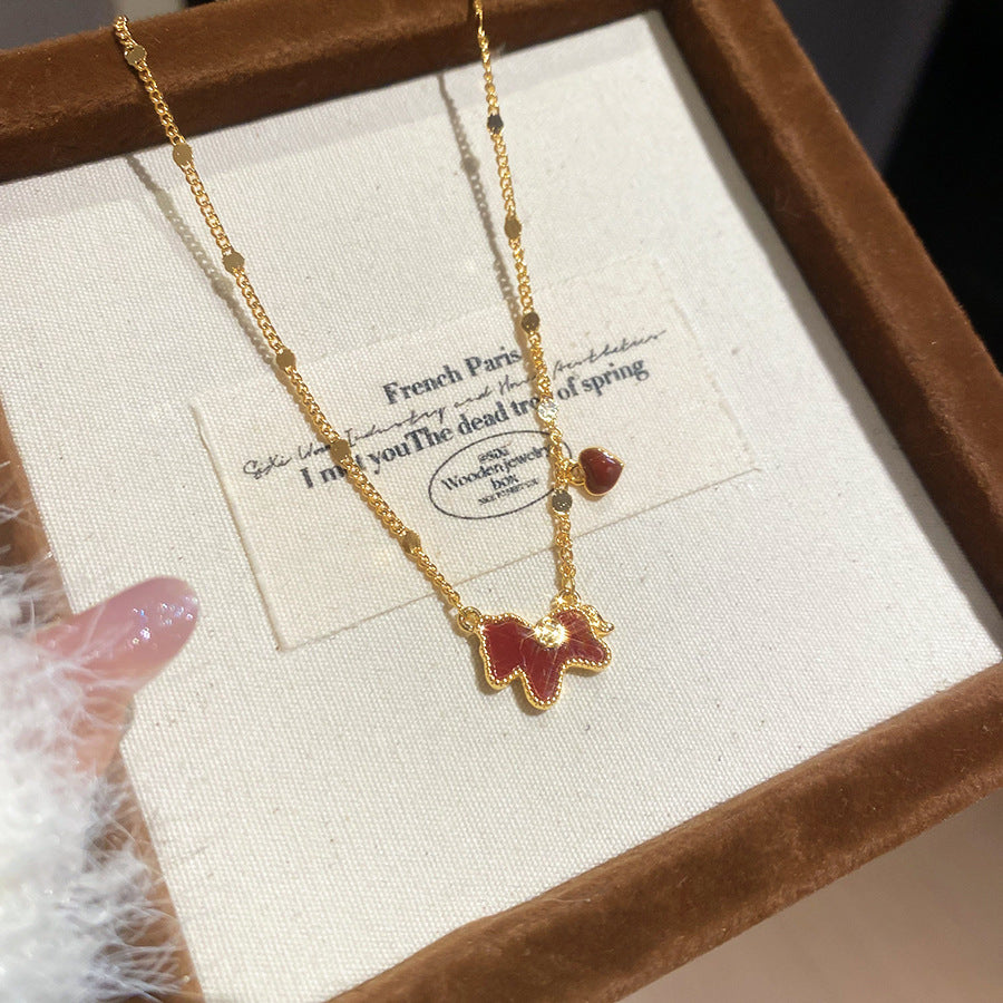 Oil Metal Pony Chinese Style Light Luxury Minority Clavicle Chain Necklace