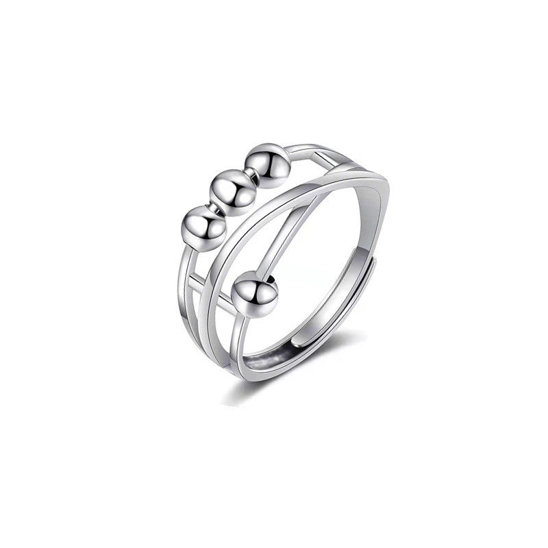 Women's Sier Anxiety Three-ring Smart Index Finger Rotating Ring