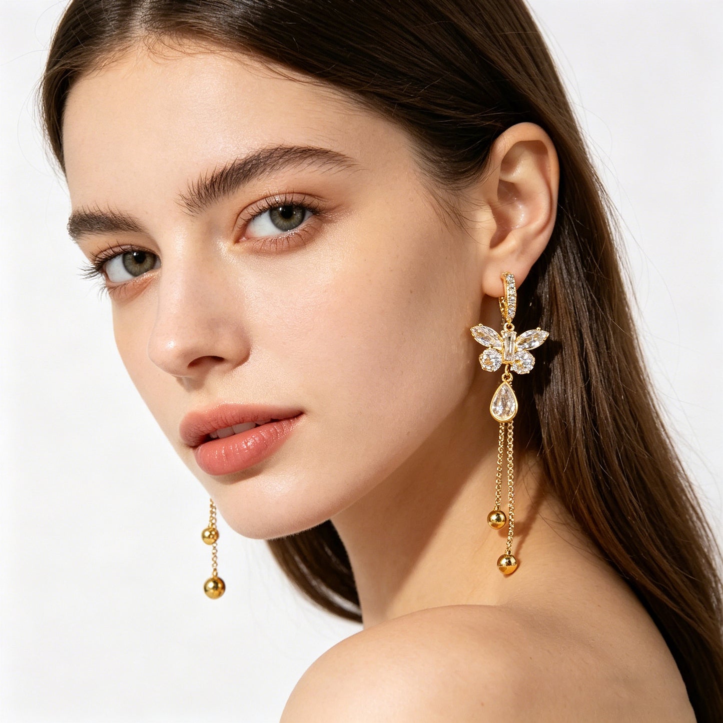 Butterfly Tassel Temperament Design Long Face Earrings