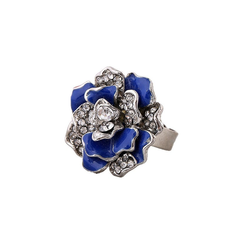 Women's Luxury Flower Series Romantic Diamond Drop Ring