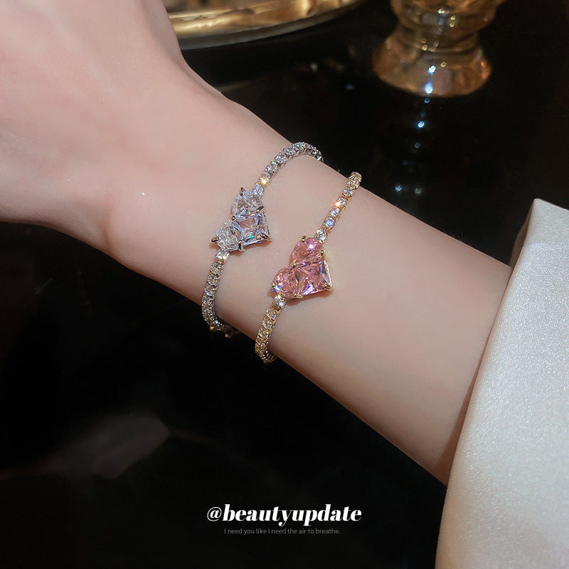 Light Luxury Heart-shaped Zircon Adjustable Fashion Design Classmates All Bracelets