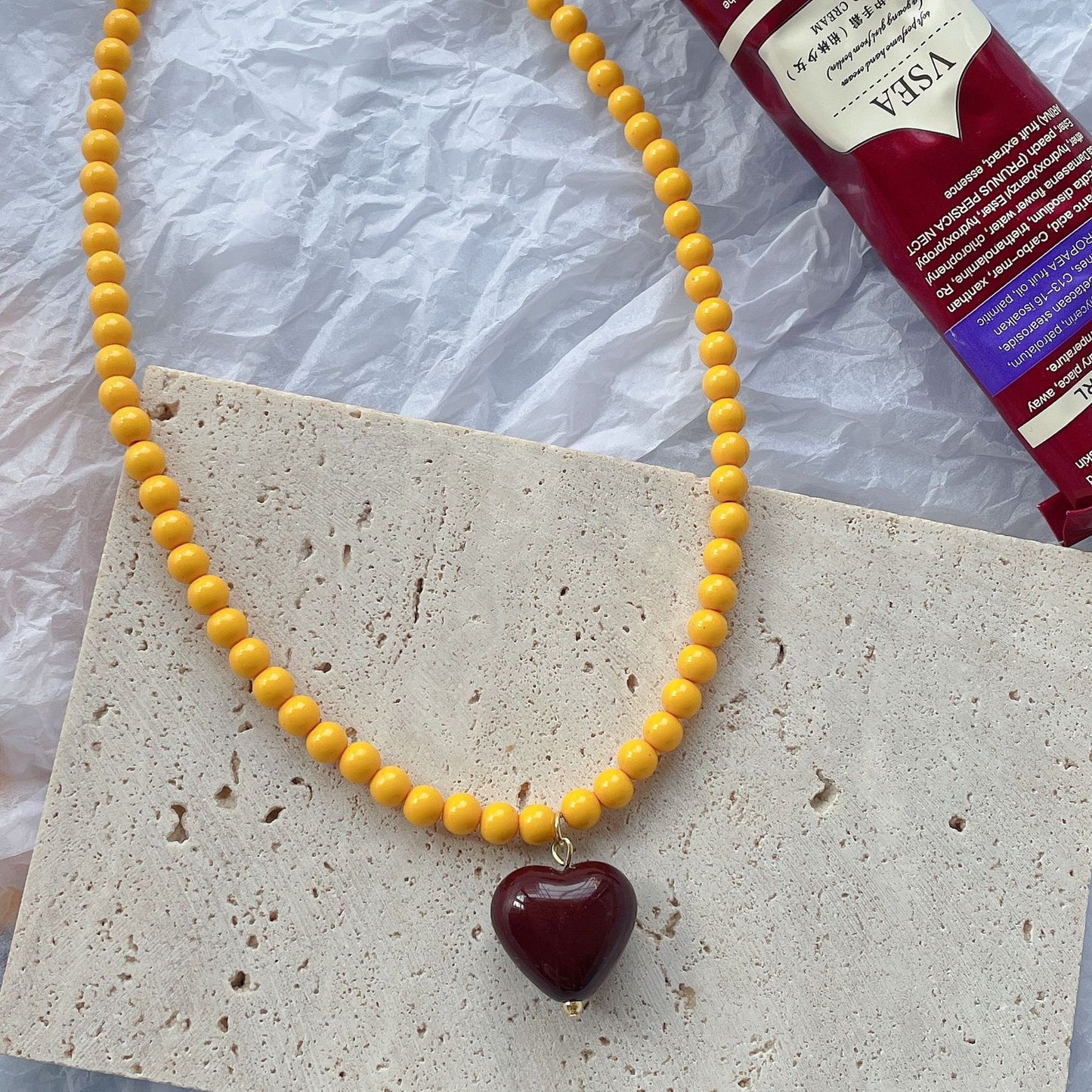 Designer Model Contrast Color Love Beads Female Clavicle Necklaces