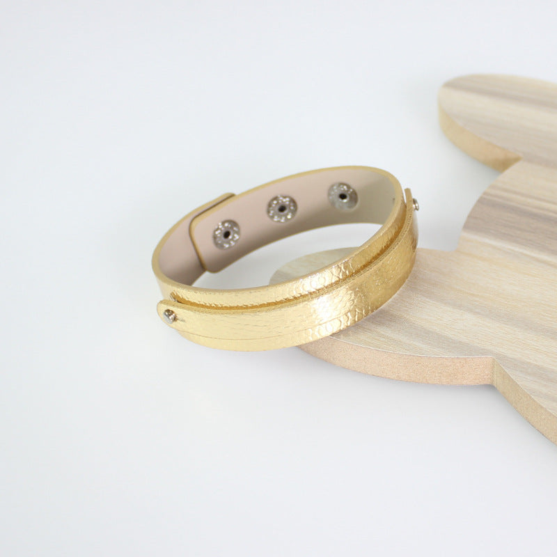 Wrist Strap Imitation Leather Personalized Letter Drop Oil Snap Bracelet
