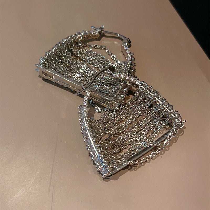 Style Bag Chain Tassel Clip High-grade Catwalk Fashion Elegant Light Ear Buckle