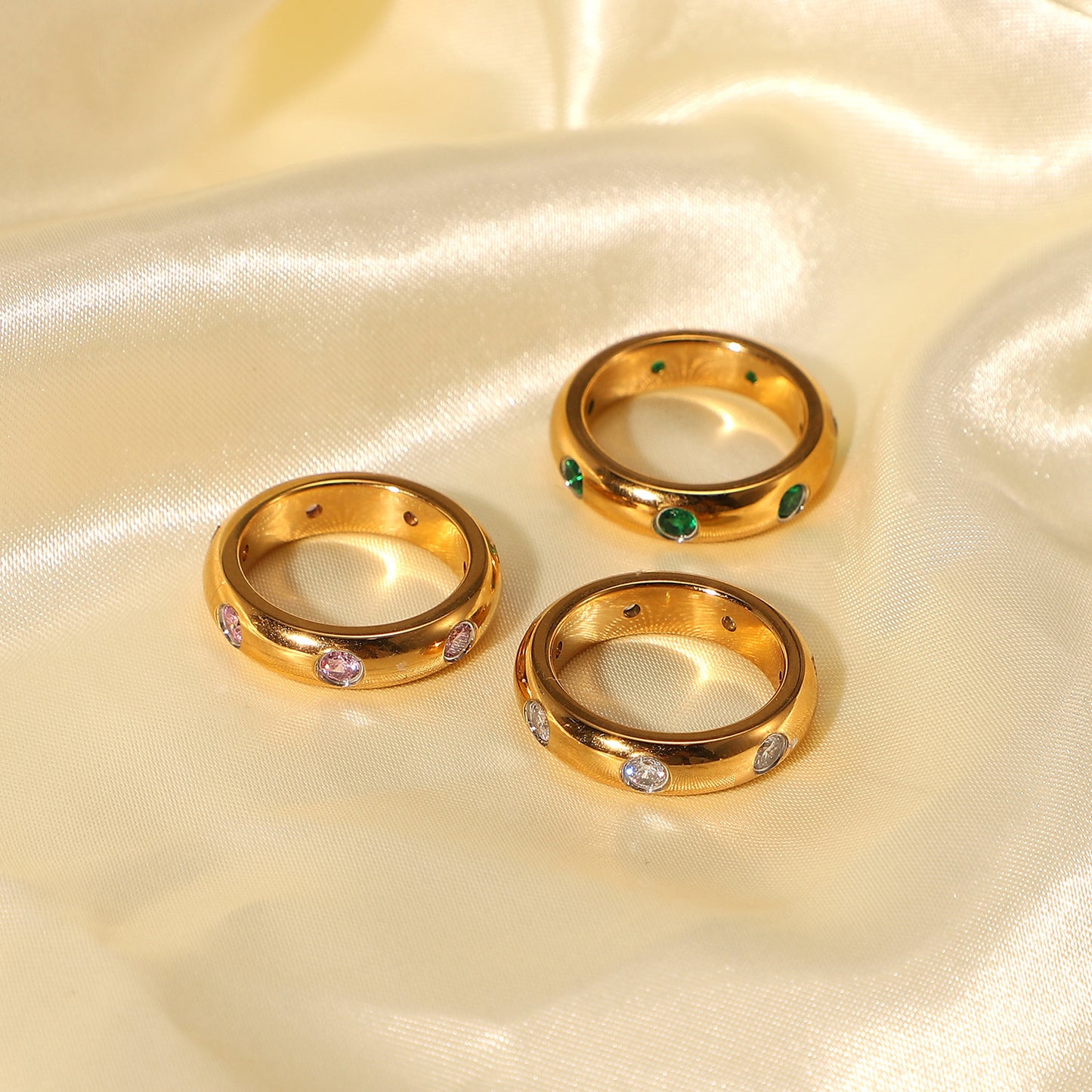 Gold Stainless Steel Vintage Zircon Index Finger Ring