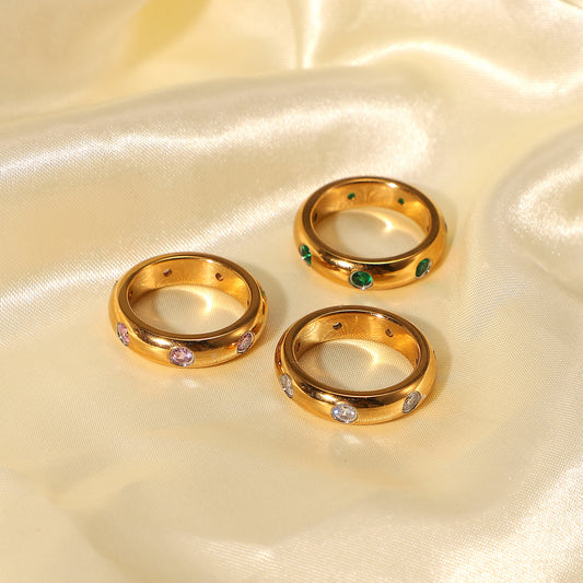 Gold Stainless Steel Vintage Zircon Index Finger Ring