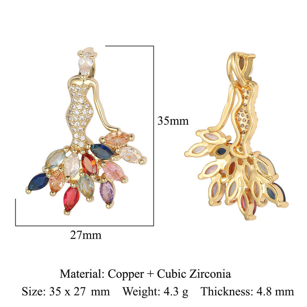 Zircon Copper Color Zirconium Micro Inlay Ornament Clavicle Pendants