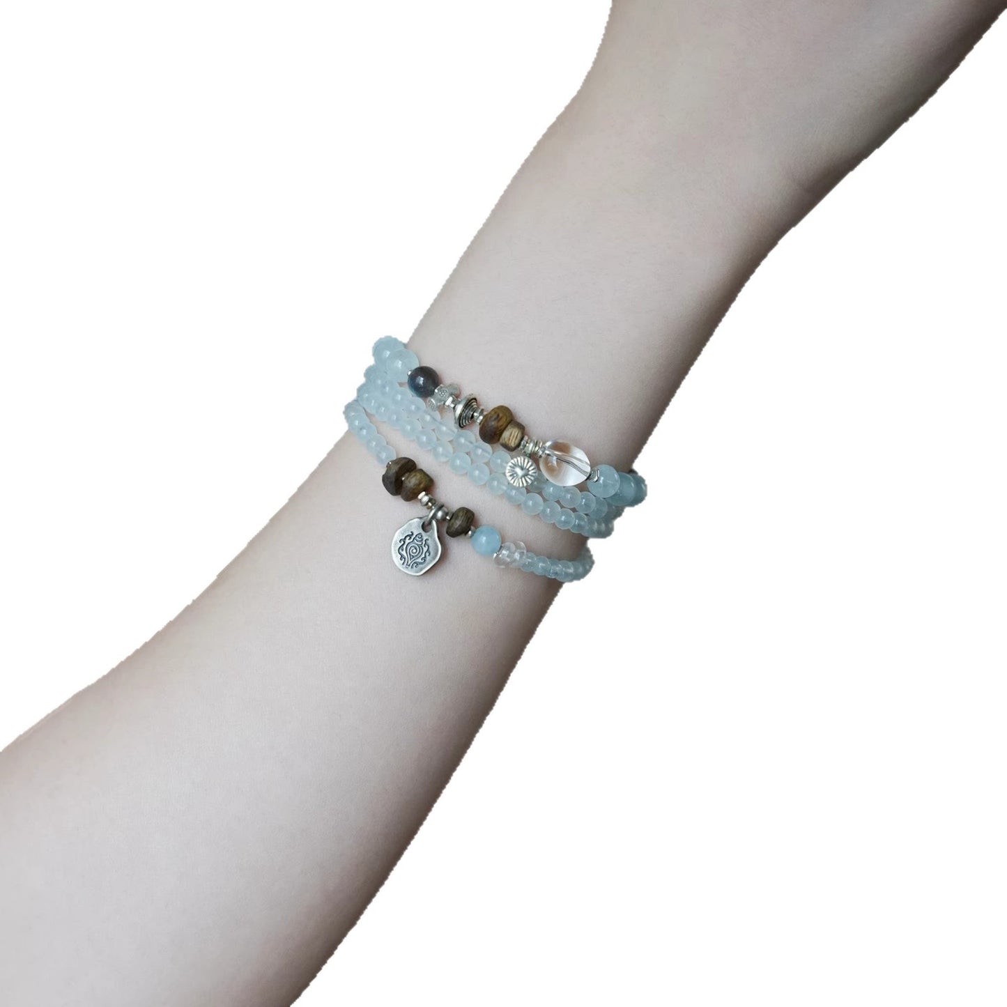 Women's Morning Natural Aquamarine Crystal Good Luck Bracelets
