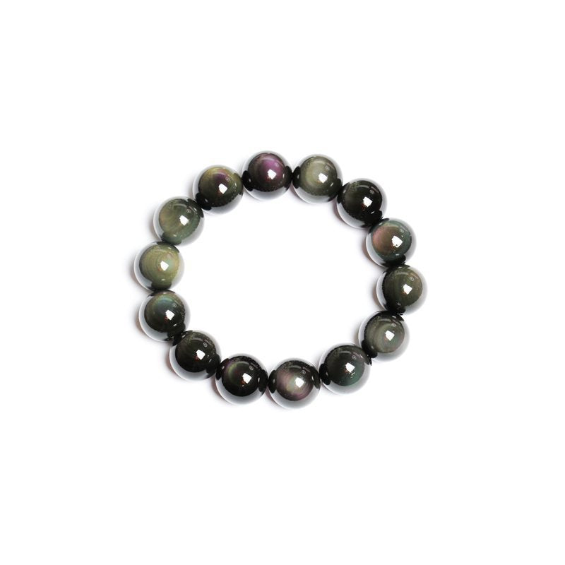 Women's & Men's Natural Double Color Eye Obsidian Rainbow Bracelets