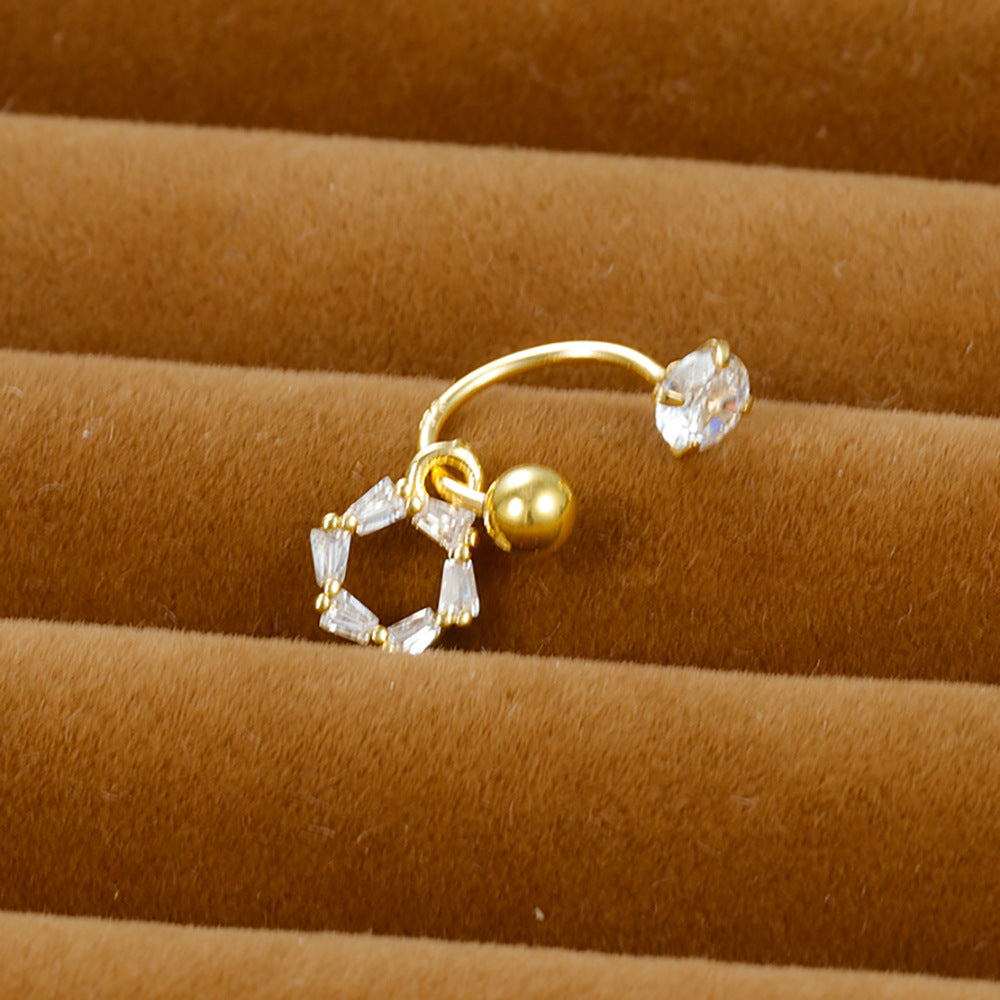 Shaped Piercing Flower Zircon Ear Bone Earrings