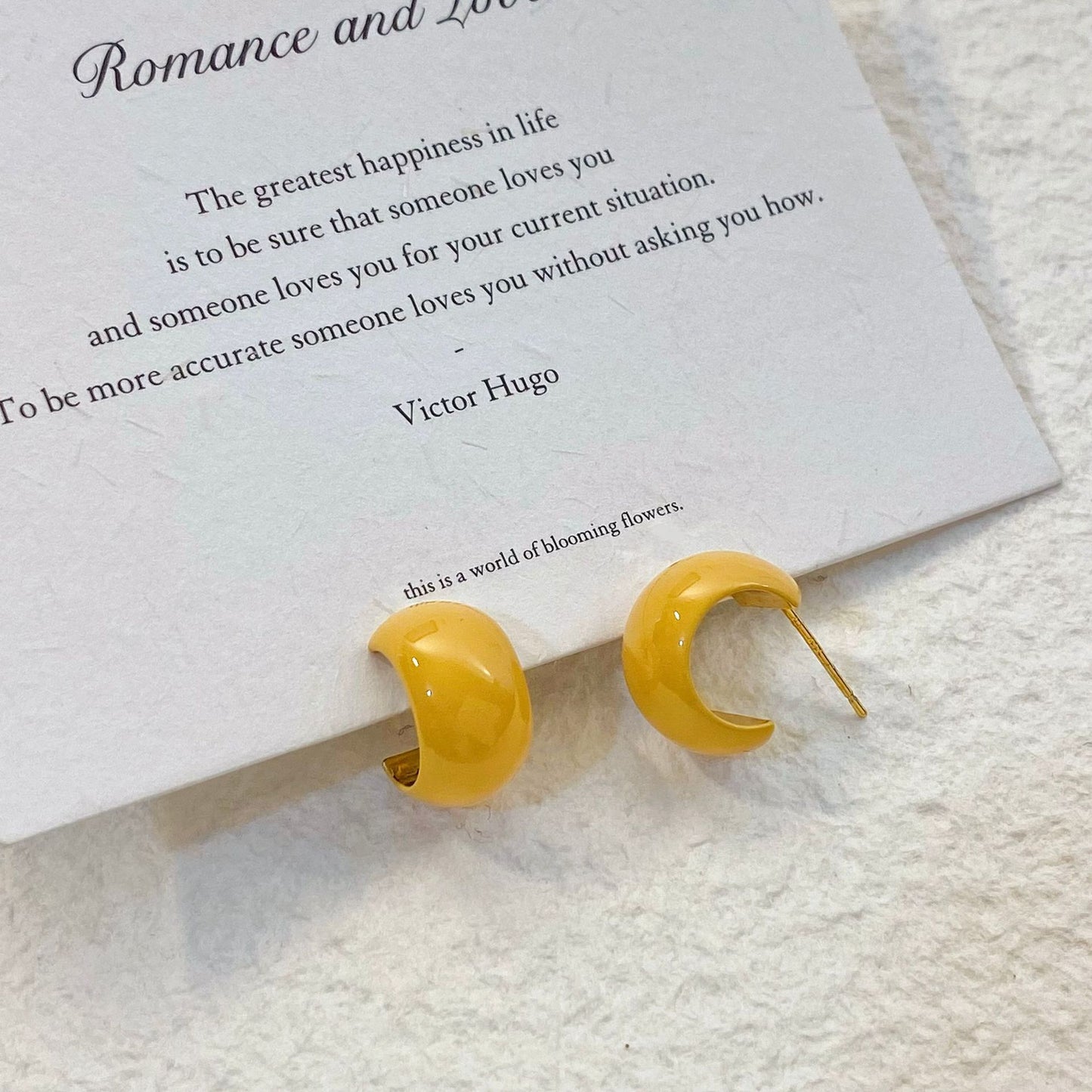 Plated Real Gold Ginger Flower Enamel Drip Glazed Female Sweet Earrings