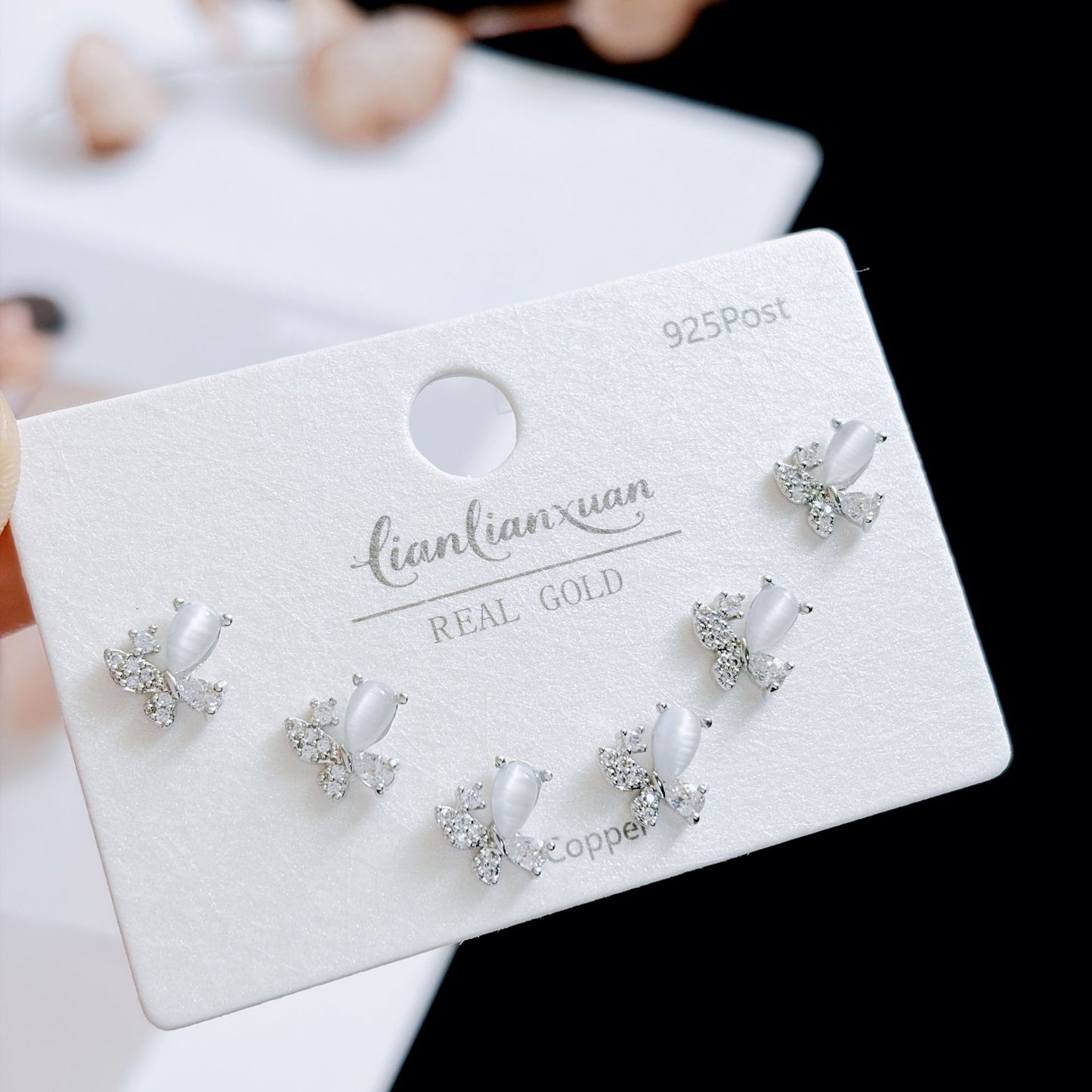 Women's Needle Simple Series Three Pairs Storage Ear Rings