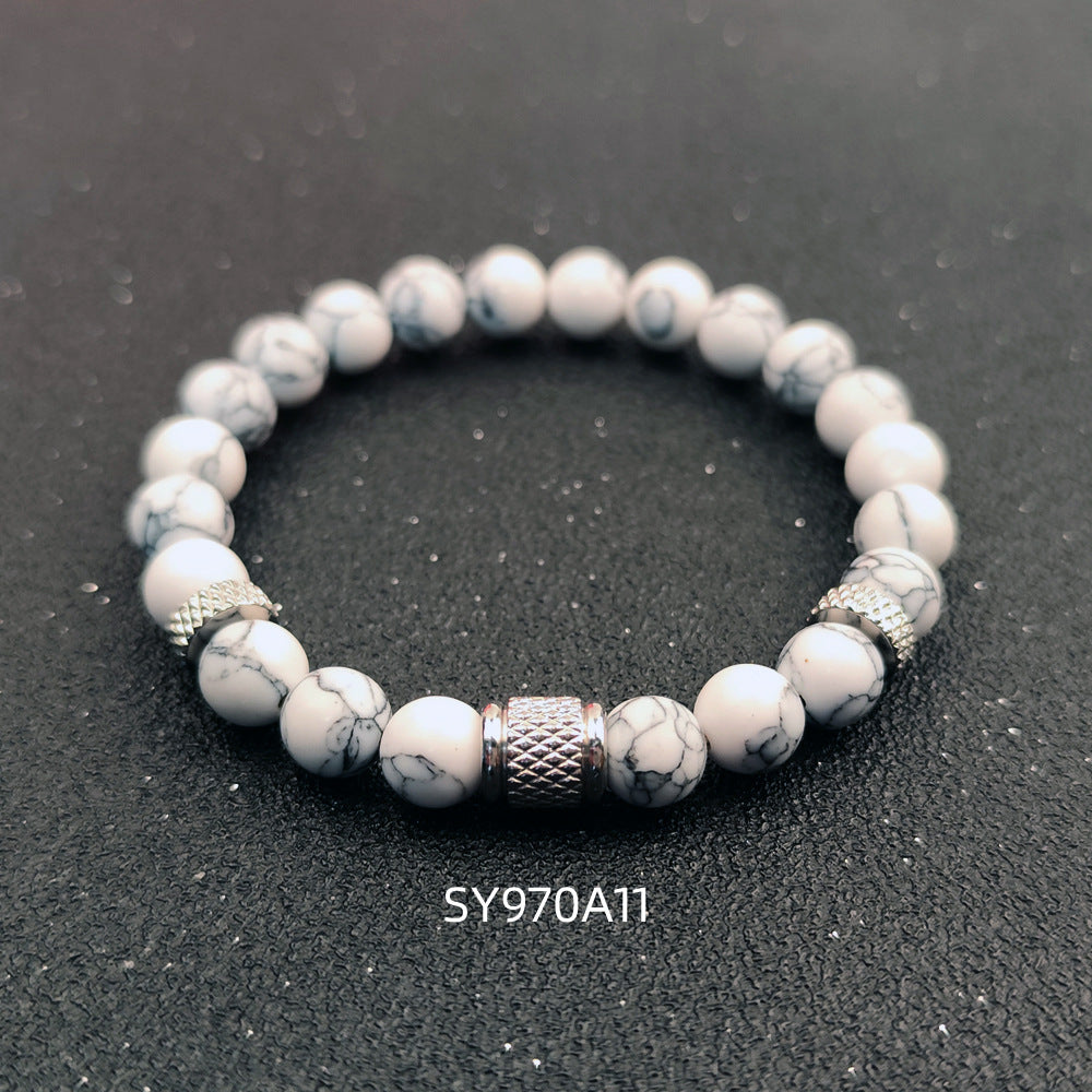 Stainless Steel Frosted Indian Agate Tigereye Striped Bracelets