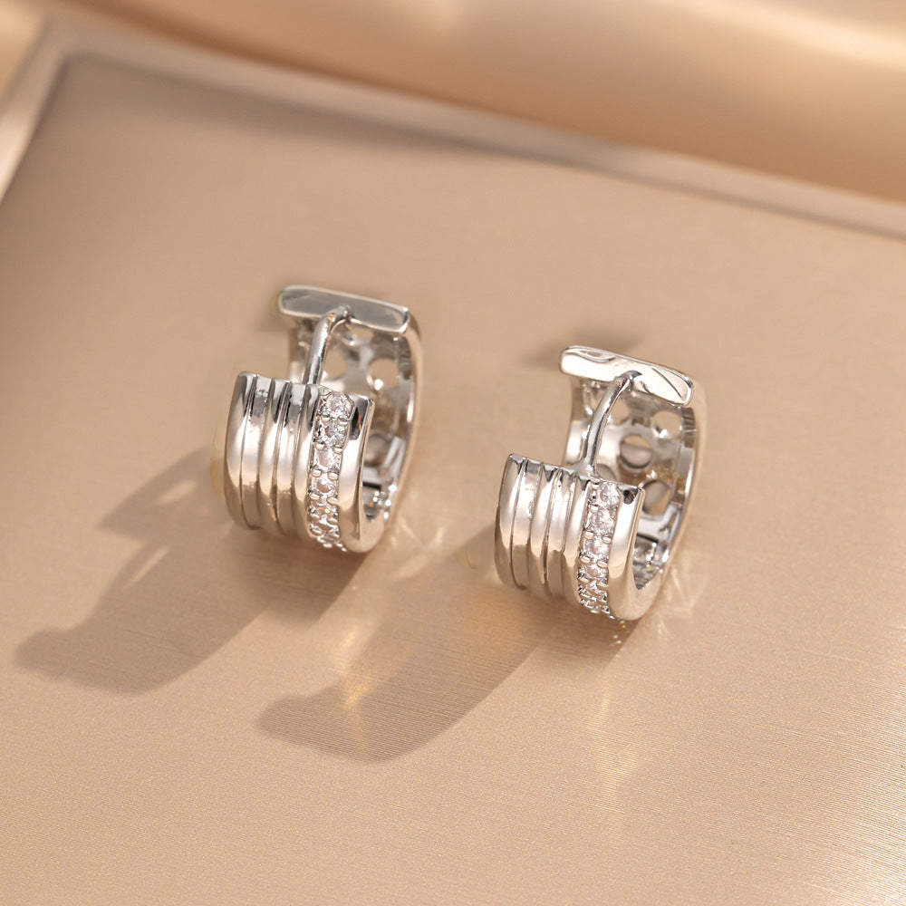 Simple Classic All Match Fashion Zircon Earrings